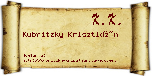 Kubritzky Krisztián névjegykártya